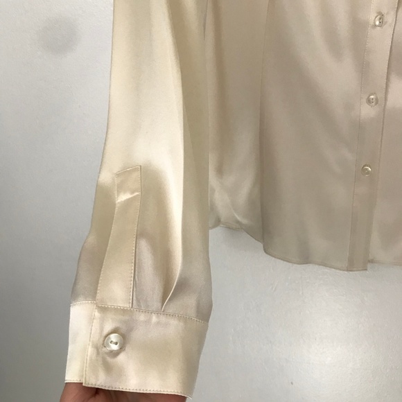 Lafayette 148 100% Silk Cream Blouse 14 - Picture 4 of 8